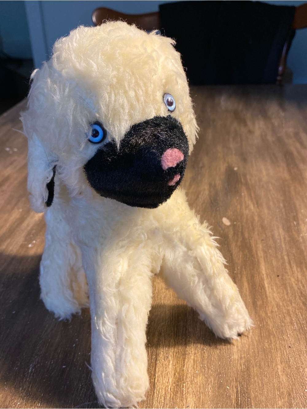 Vtg Trudy Toys Stuffed Lamb animal with bell on the inside 9”T